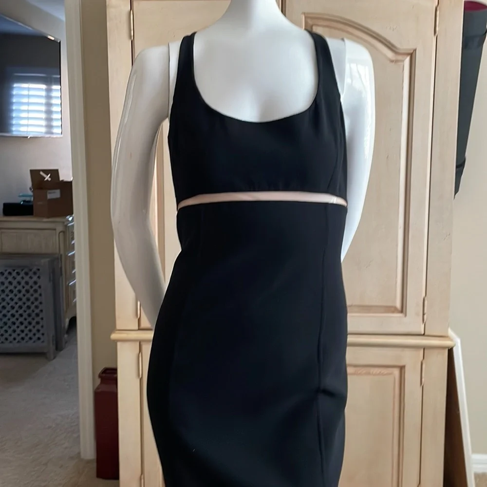 MICHAEL KORS COLLECTION Scoop Neck Empire Waist Nude Mesh Cut Out Pencil Dress 8 - Picture 3 of 12